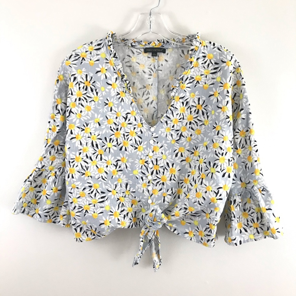 FOR CYNTHIA ruffled linen blouse